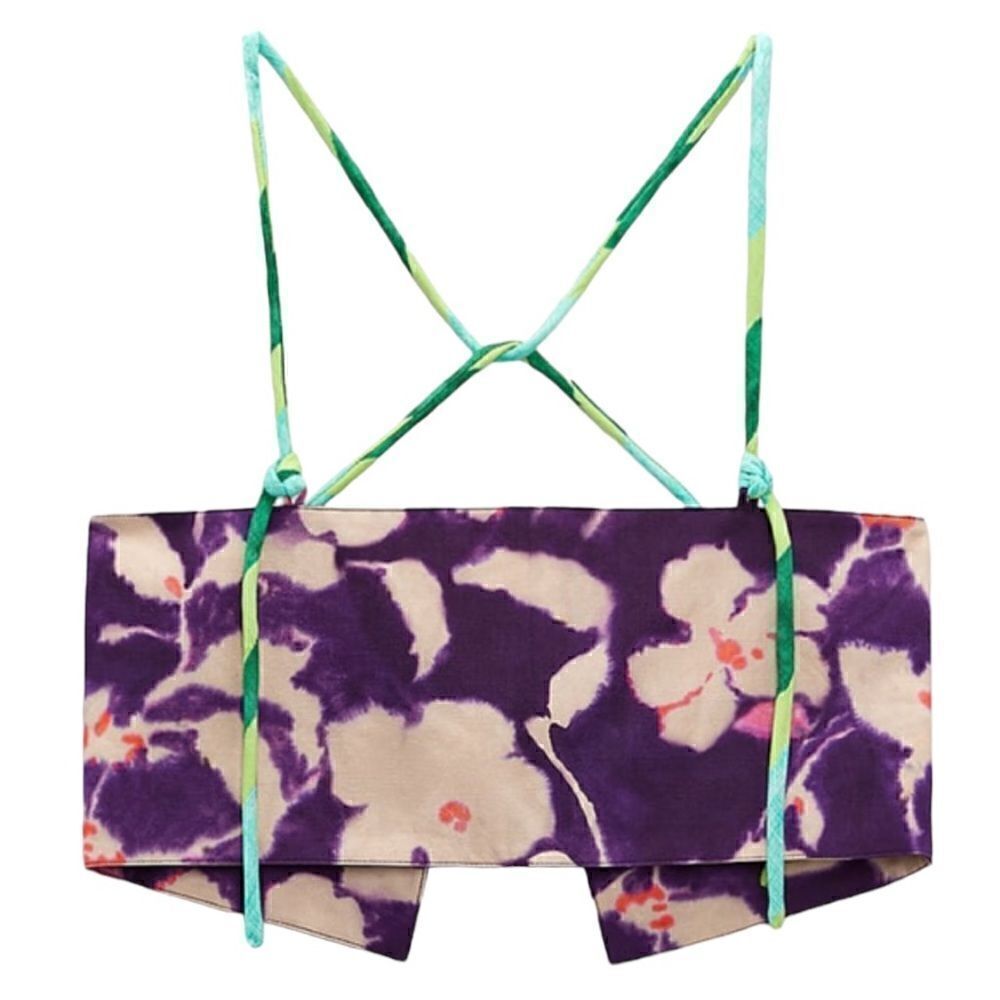 ZARA Floral Linen Blend Top Size S